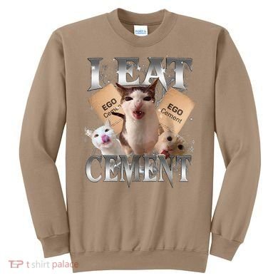 I Eat Cement Cursed Cat Funny Oddly Specific Dank Meme Cat Sweatshirt