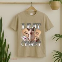 I Eat Cement Cursed Cat Funny Oddly Specific Dank Meme Cat T-Shirt thumb 2