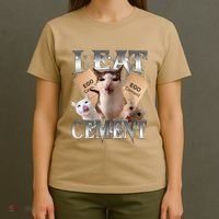 I Eat Cement Cursed Cat Funny Oddly Specific Dank Meme Cat T-Shirt thumb 4