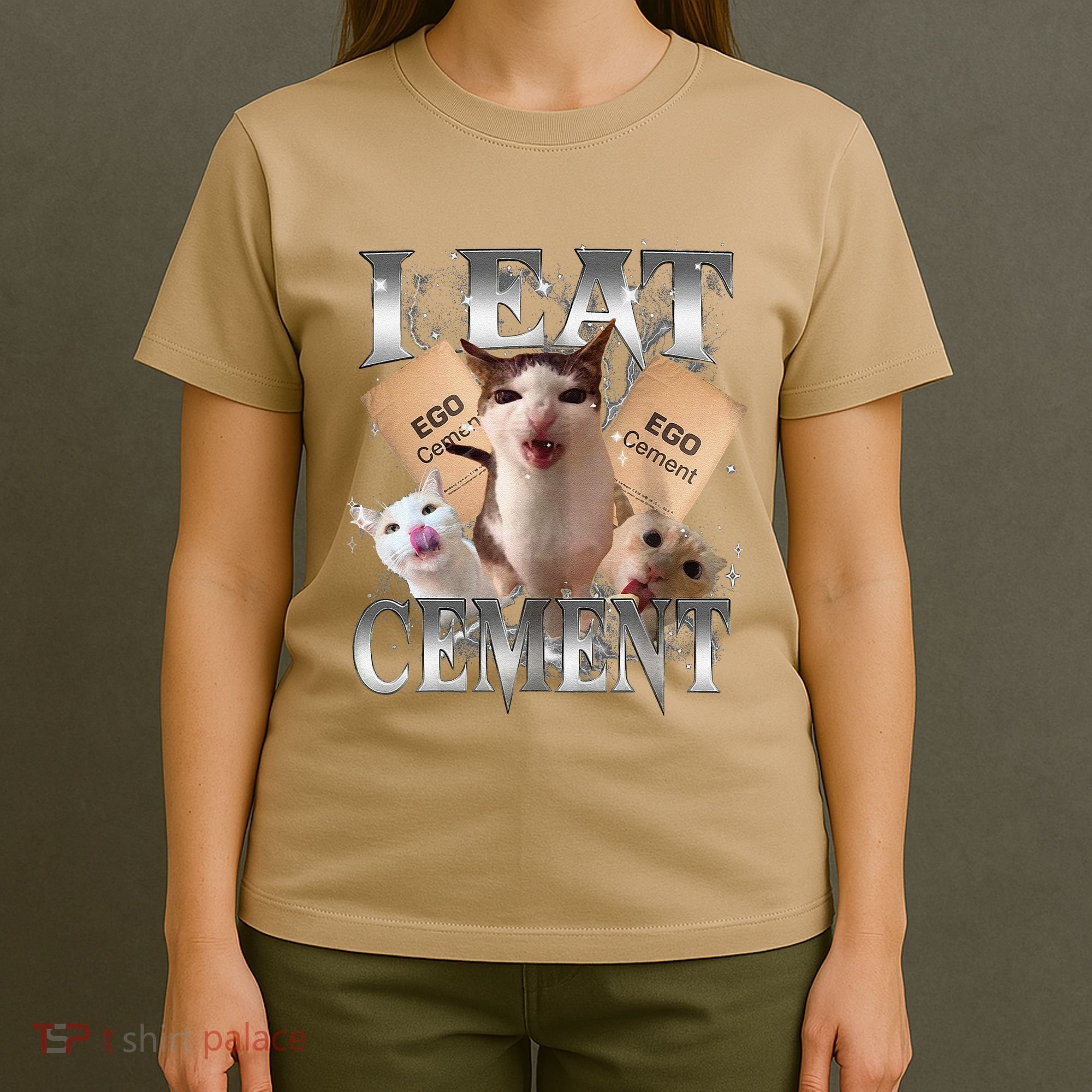 I Eat Cement Cursed Cat Funny Oddly Specific Dank Meme Cat T-Shirt