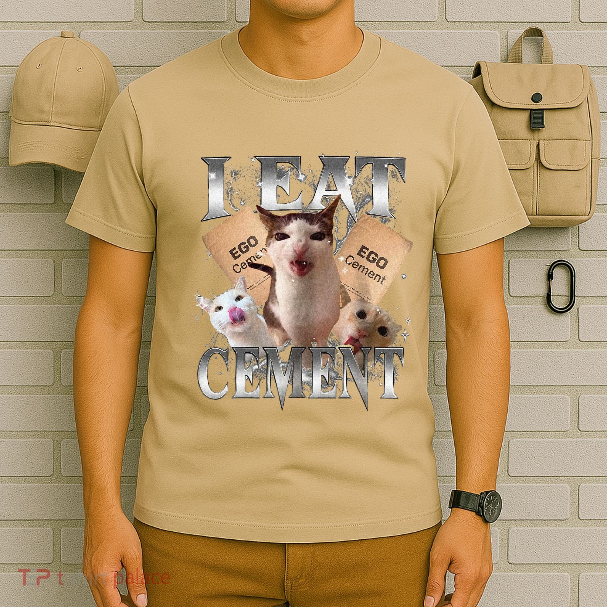 I Eat Cement Cursed Cat Funny Oddly Specific Dank Meme Cat T-Shirt