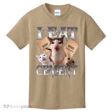 I Eat Cement Cursed Cat Funny Oddly Specific Dank Meme Cat Kids T-Shirt