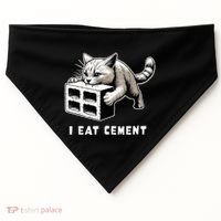 I Eat Cement Cursed Cat Funny Weird Meme USA-Made Doggie Bandana thumb 0