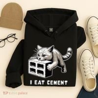 I Eat Cement Cursed Cat Funny Weird Meme Hoodie thumb 4