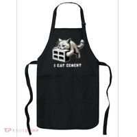 I Eat Cement Cursed Cat Funny Weird Meme Apron thumb 0