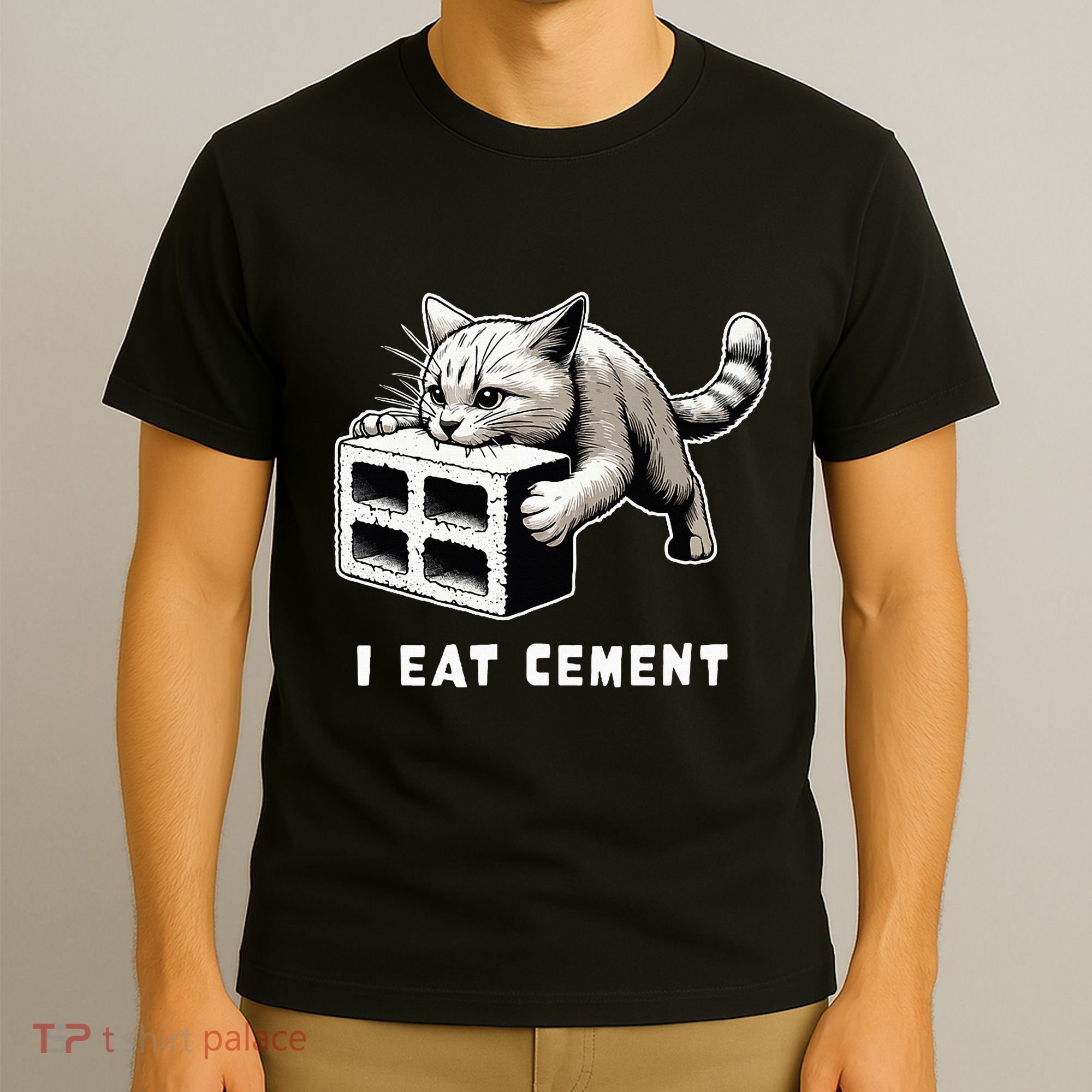 I Eat Cement Cursed Cat Funny Weird Meme T-Shirt