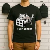 I Eat Cement Cursed Cat Funny Weird Meme T-Shirt thumb 6