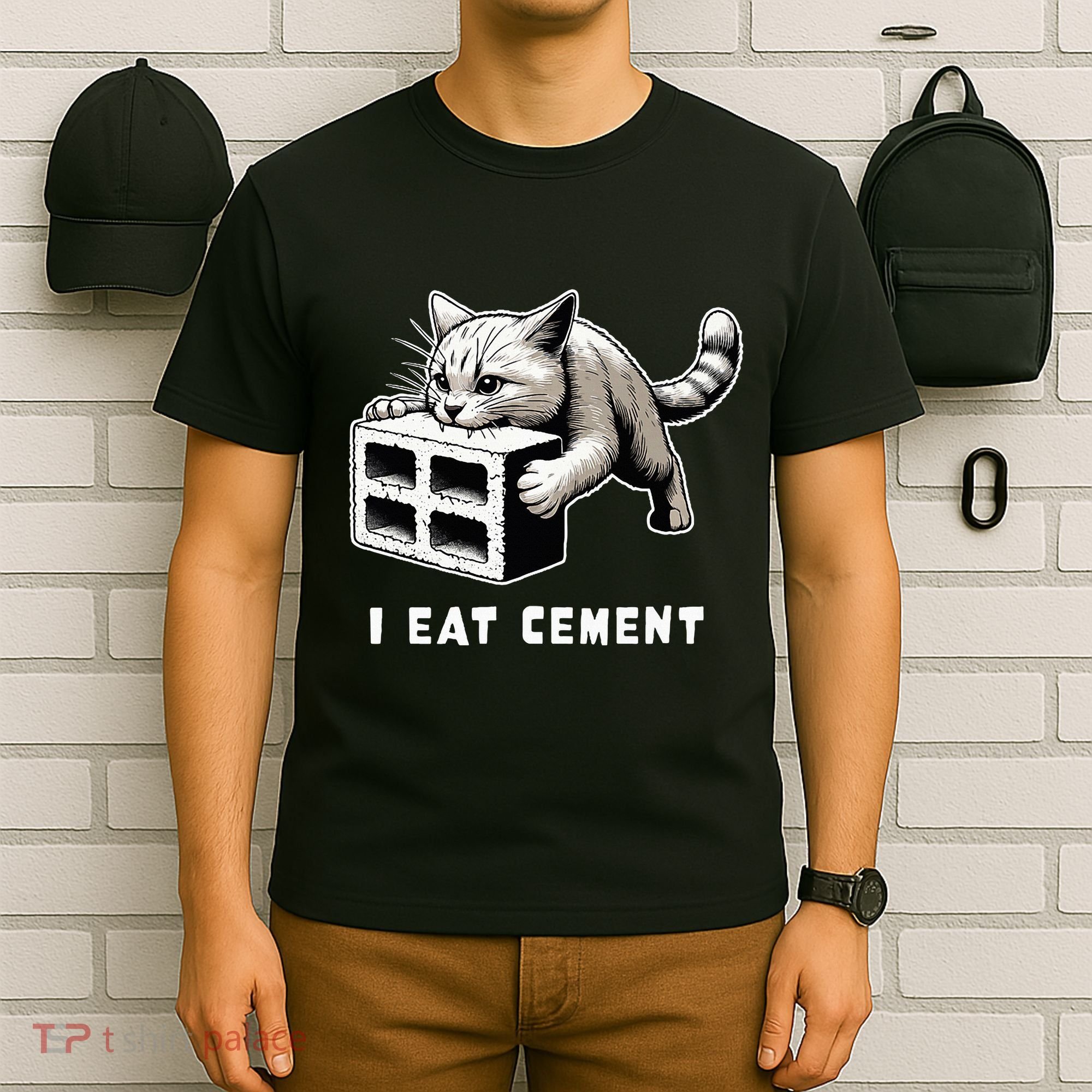 I Eat Cement Cursed Cat Funny Weird Meme T-Shirt