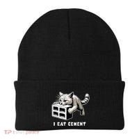 I Eat Cement Cursed Cat Funny Weird Meme Beanie thumb 0