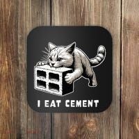 I Eat Cement Cursed Cat Funny Weird Meme Coaster thumb 0