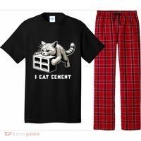 I Eat Cement Cursed Cat Funny Weird Meme Pajama Set thumb 0