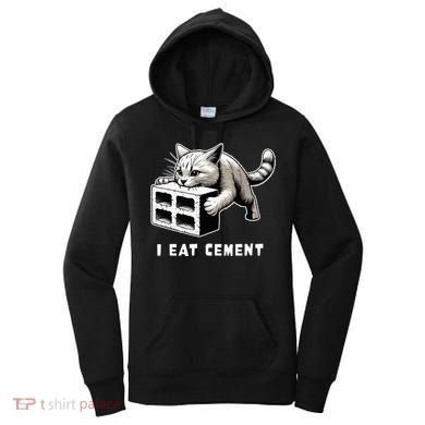 I Eat Cement Cursed Cat Funny Weird Meme Women's Hoodie