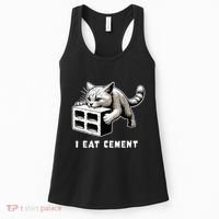 I Eat Cement Cursed Cat Funny Weird Meme Women's Tank Top thumb 0