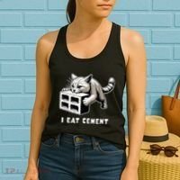 I Eat Cement Cursed Cat Funny Weird Meme Women's Tank Top thumb 2
