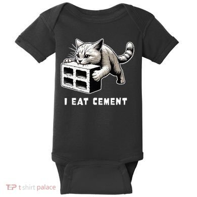I Eat Cement Cursed Cat Funny Weird Meme Baby Bodysuit