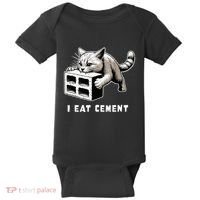 I Eat Cement Cursed Cat Funny Weird Meme Baby Bodysuit thumb 0