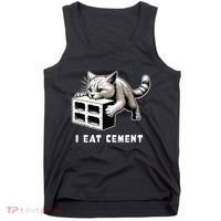 I Eat Cement Cursed Cat Funny Weird Meme Tank Top thumb 0