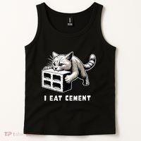 I Eat Cement Cursed Cat Funny Weird Meme Tank Top thumb 2