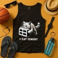 I Eat Cement Cursed Cat Funny Weird Meme Tank Top thumb 4