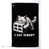 I Eat Cement Cursed Cat Funny Weird Meme Golf Towel thumb 0