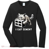 I Eat Cement Cursed Cat Funny Weird Meme Women's Long Sleeve Shirt thumb 0