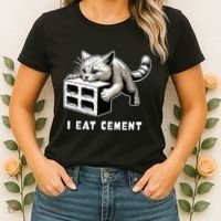 I Eat Cement Cursed Cat Funny Weird Meme Women's T-Shirt thumb 2