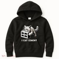 I Eat Cement Cursed Cat Funny Weird Meme Kids Hoodie thumb 0