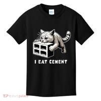 I Eat Cement Cursed Cat Funny Weird Meme Kids T-Shirt thumb 0