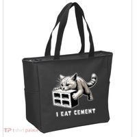 I Eat Cement Cursed Cat Funny Weird Meme Tote Bag thumb 2