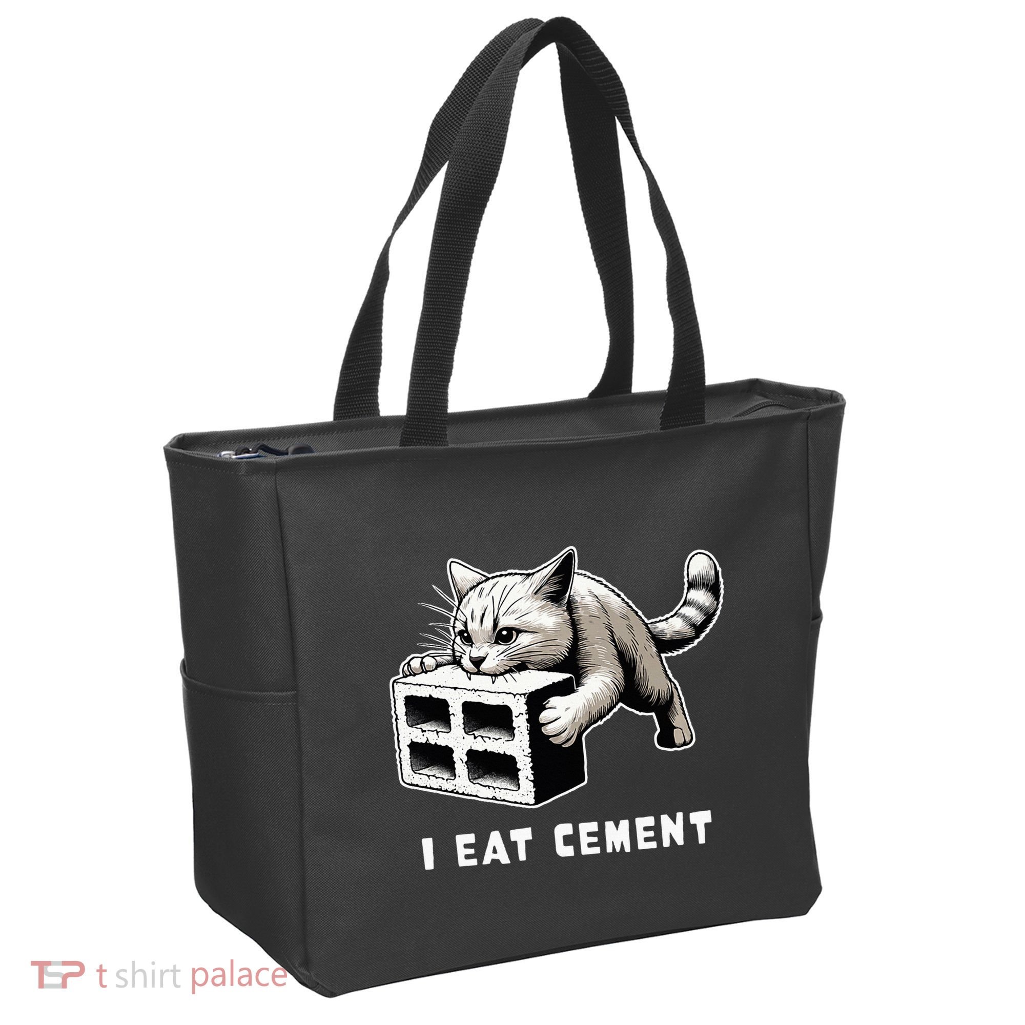 I Eat Cement Cursed Cat Funny Weird Meme Tote Bag