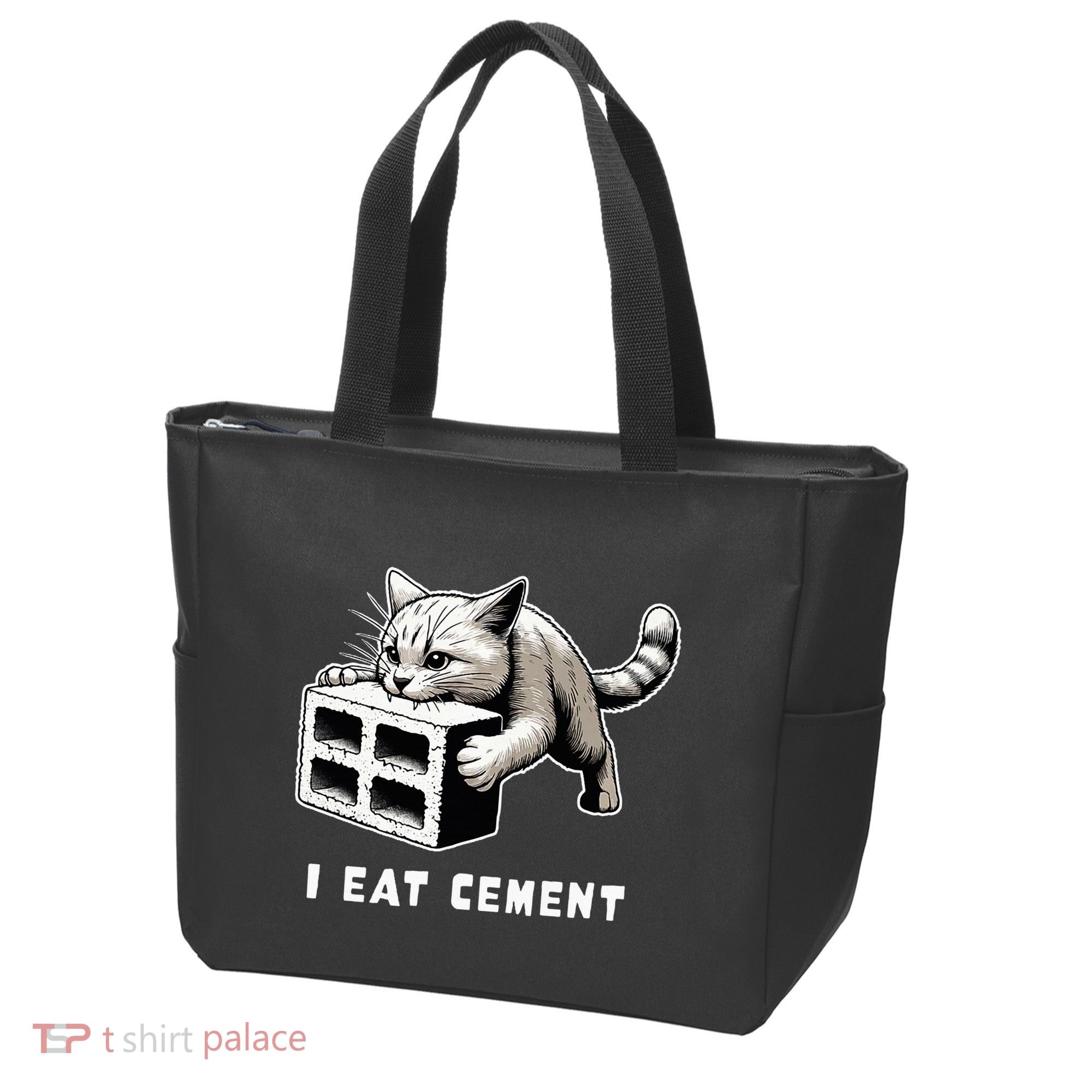 I Eat Cement Cursed Cat Funny Weird Meme Tote Bag