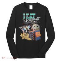 I Eat Cement Cursed Raccoon Possum Funny Meme Long Sleeve Shirt thumb 0