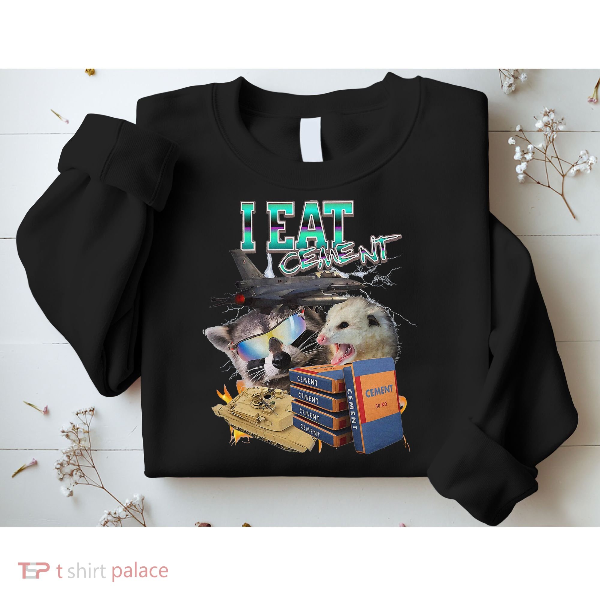 I Eat Cement Cursed Raccoon Possum Funny Meme Sweatshirt