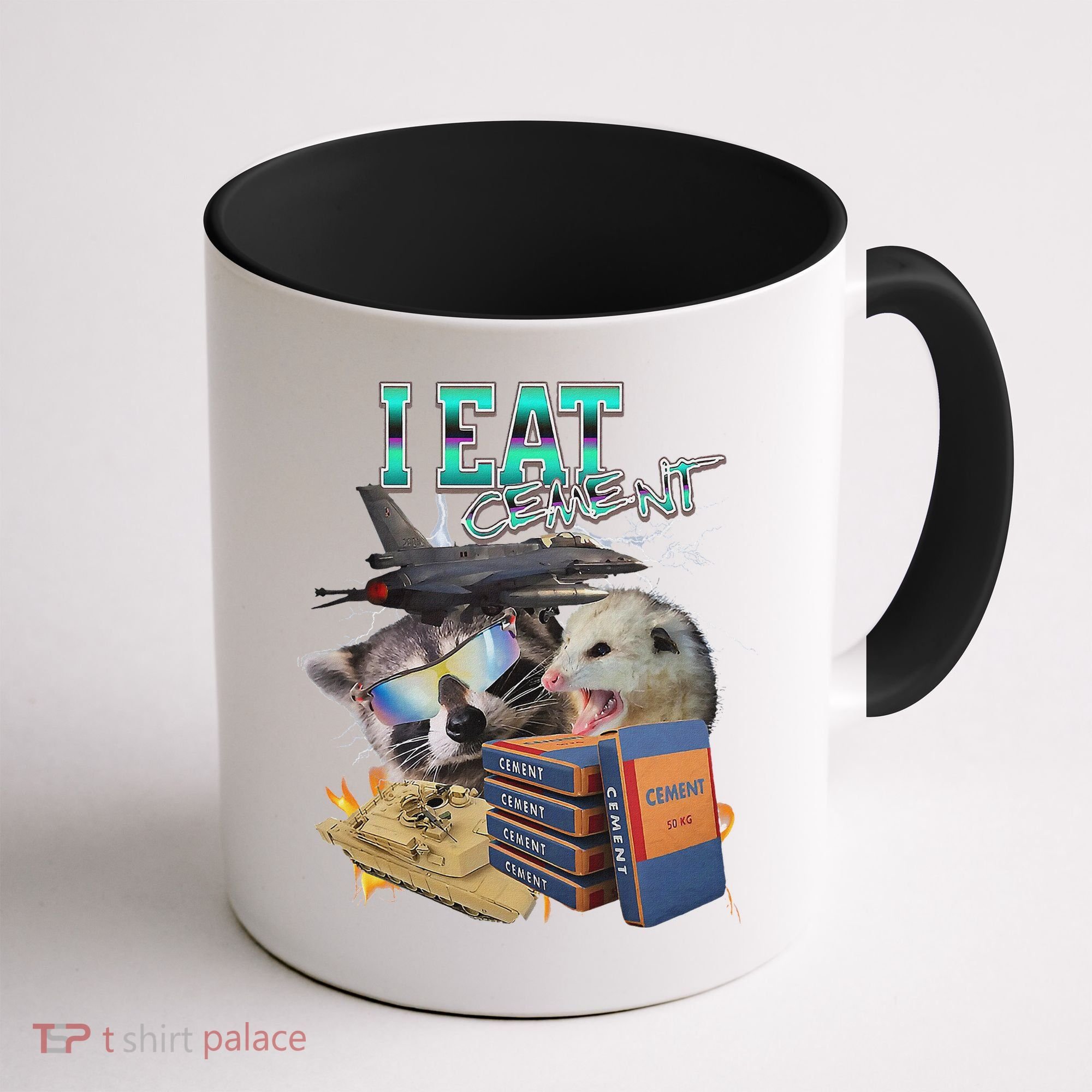 I Eat Cement Cursed Raccoon Possum Funny Meme Coffee Mug