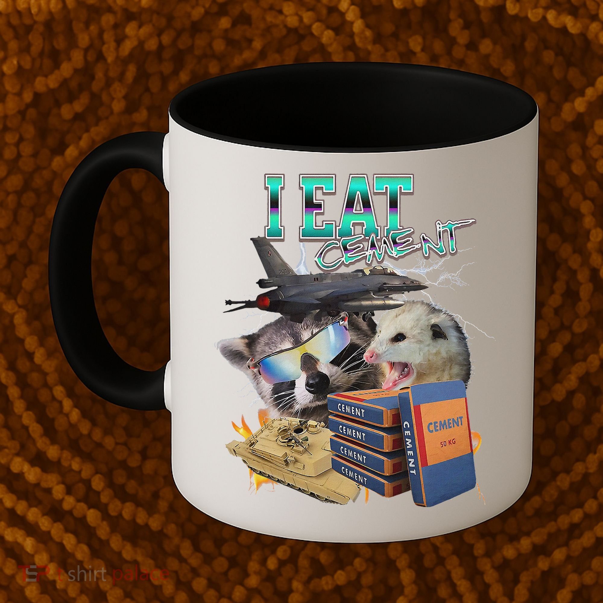 I Eat Cement Cursed Raccoon Possum Funny Meme Coffee Mug
