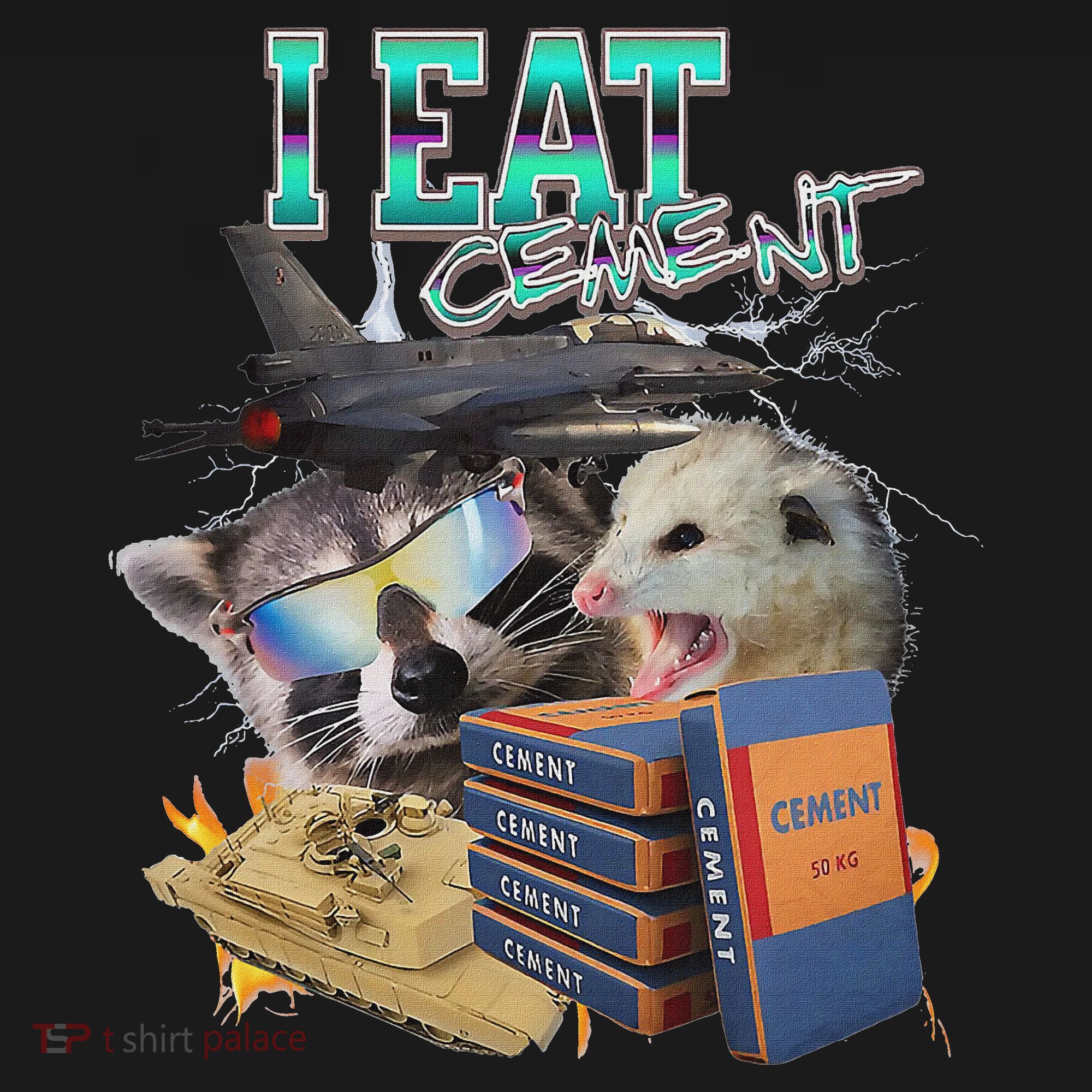 I Eat Cement Cursed Raccoon Possum Funny Meme Women's Hoodie