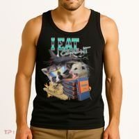 I Eat Cement Cursed Raccoon Possum Funny Meme Tank Top thumb 3