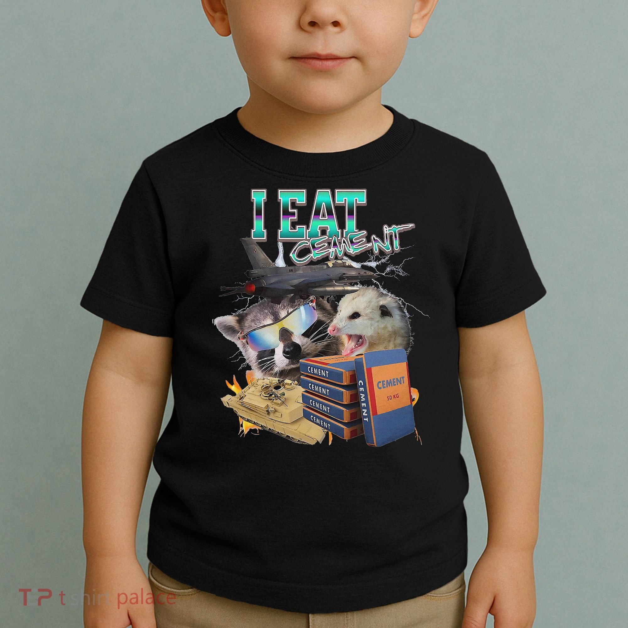 I Eat Cement Cursed Raccoon Possum Funny Meme Toddler T-Shirt