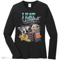 I Eat Cement Cursed Raccoon Possum Funny Meme Women's Long Sleeve Shirt thumb 0