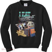 I Eat Cement Cursed Raccoon Possum Funny Meme Kids Sweatshirt thumb 0