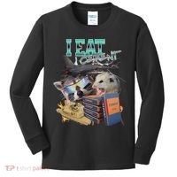 I Eat Cement Cursed Raccoon Possum Funny Meme Kids Long Sleeve Shirt thumb 0
