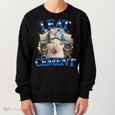 I Eat Cement Cursed Cat Funny Oddly Specific Dank Meme Women's Sweatshirt