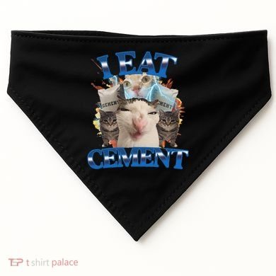 I Eat Cement Cursed Cat Funny Oddly Specific Dank Meme USA-Made Doggie Bandana