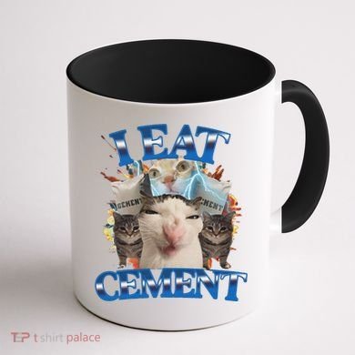 I Eat Cement Cursed Cat Funny Oddly Specific Dank Meme Coffee Mug back