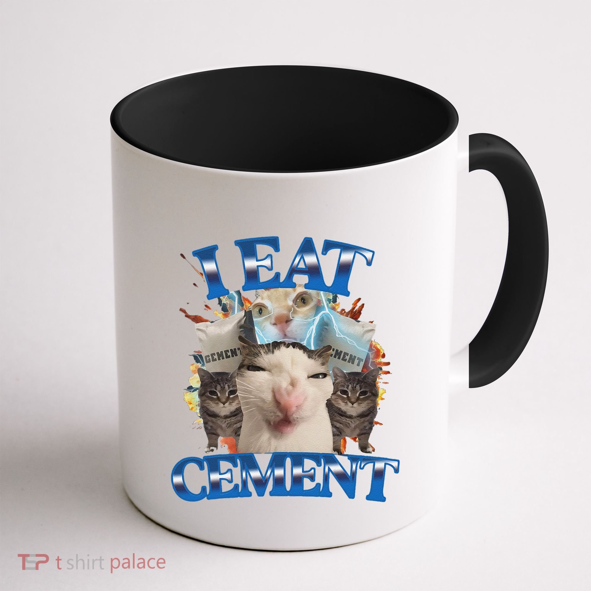 I Eat Cement Cursed Cat Funny Oddly Specific Dank Meme Coffee Mug
