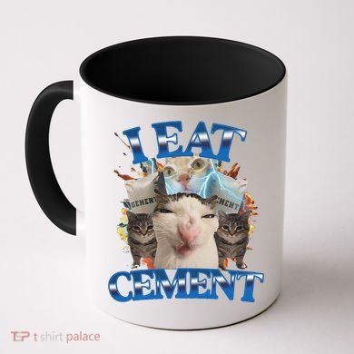 I Eat Cement Cursed Cat Funny Oddly Specific Dank Meme Coffee Mug