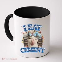 I Eat Cement Cursed Cat Funny Oddly Specific Dank Meme Coffee Mug thumb 0