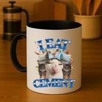 I Eat Cement Cursed Cat Funny Oddly Specific Dank Meme Coffee Mug thumb 4
