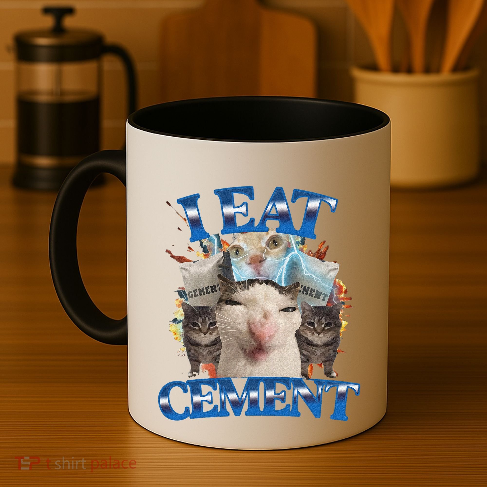 I Eat Cement Cursed Cat Funny Oddly Specific Dank Meme Coffee Mug