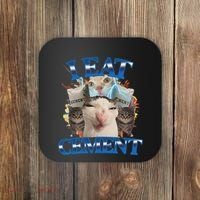 I Eat Cement Cursed Cat Funny Oddly Specific Dank Meme Coaster thumb 0